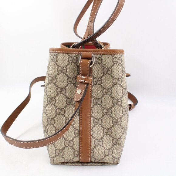 NWD Gucci GG Emblem Small Tote Bag in Beige & Dark Brown with Removable Straps - Picture 3 of 13
